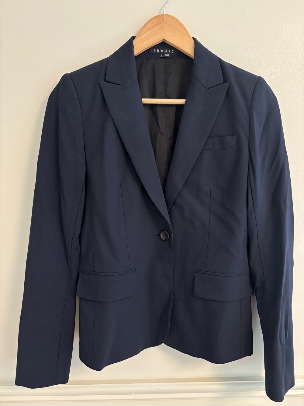 Theory Navy Single-Button Tailored Blazer
